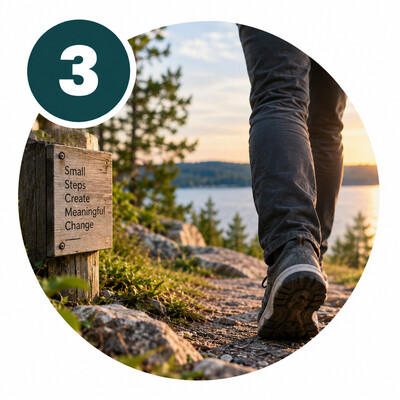 the person walking along the lakeside trail:
